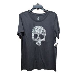 New halloween Black skull tee